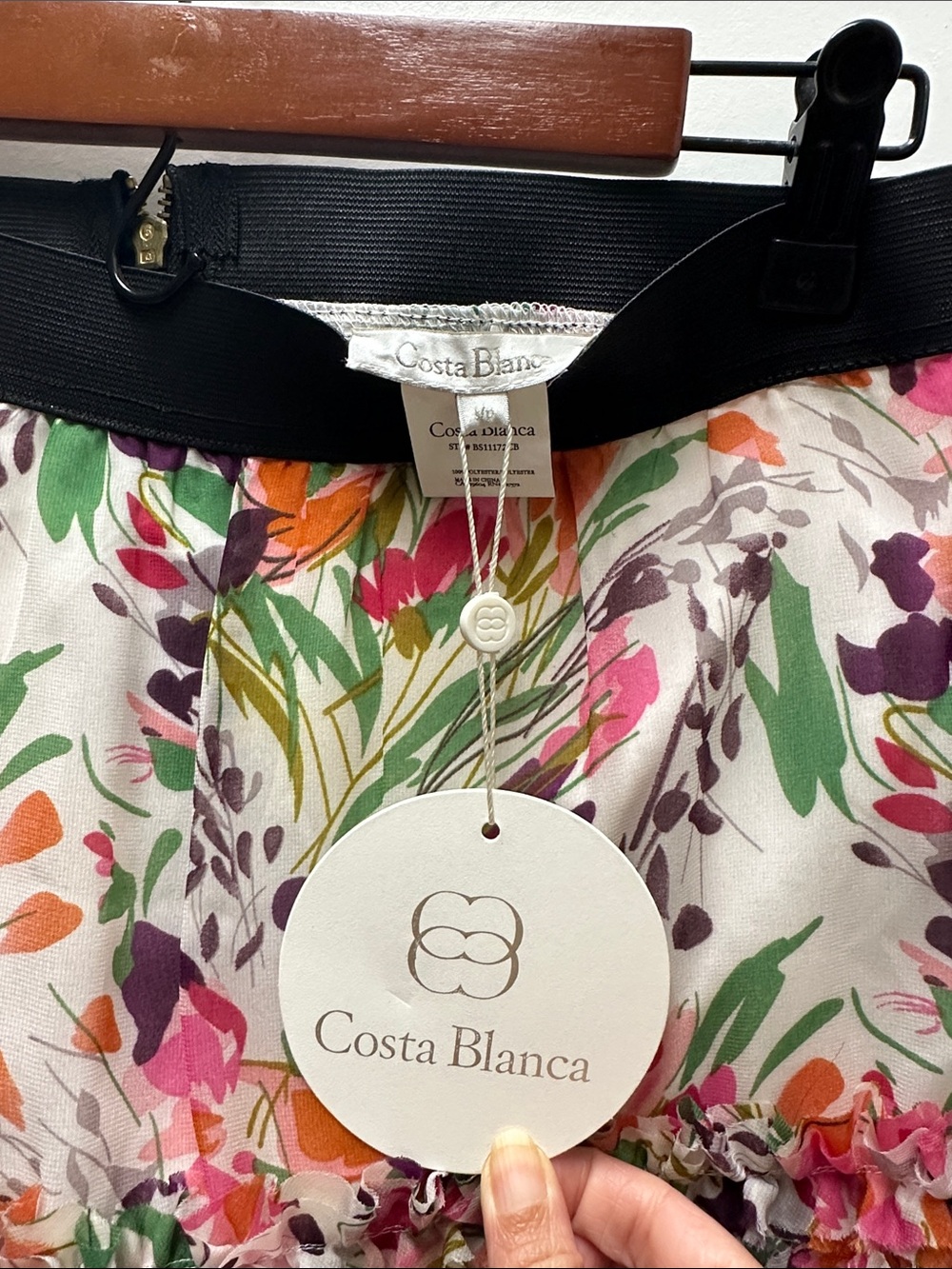 Costa Blanca Floral Ruffle Mini Skirt - Pink, Orange, Green, Purple, Black - Picture 3 of 3
